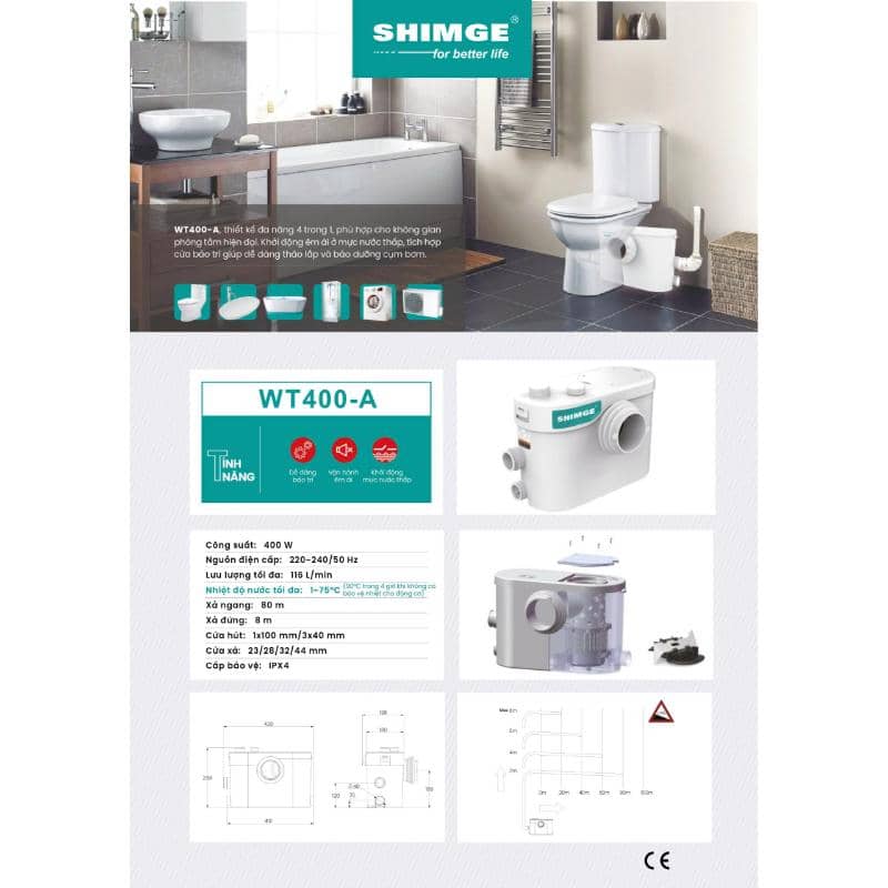Bơm giải pháp nhà vệ sinh tự động SHIMGE WT400-A Bơm giải pháp nhà vệ sinh tự động SHIMGE WT400-A