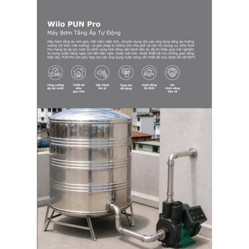 Máy bơm tăng áp điện tử Wilo PUN PRO
